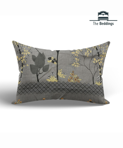 grey leaf pillow cover