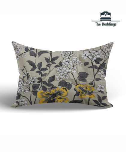 grey yellow pillow cover